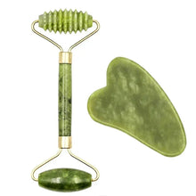 Charger l&#39;image dans la galerie, Natural Jade Roller Face Gua Sha Natural Stone Body Neck Massager Acupoint Eye Care Spa Massage Tools Massage Visage Lifting
