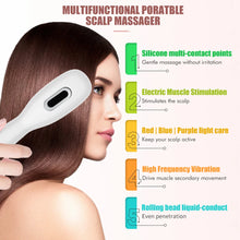 Charger l&#39;image dans la galerie, Electric Scalp Massage Comb Red Blue LED Light Therapy EMS Vibration Massage Brush Anti-Hair Loss Medicine Scalp Oil Applicator

