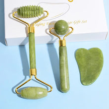 Charger l&#39;image dans la galerie, Natural Jade Roller Face Gua Sha Natural Stone Body Neck Massager Acupoint Eye Care Spa Massage Tools Massage Visage Lifting
