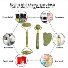 Charger l&#39;image dans la galerie, Natural Jade Roller Face Gua Sha Natural Stone Body Neck Massager Acupoint Eye Care Spa Massage Tools Massage Visage Lifting
